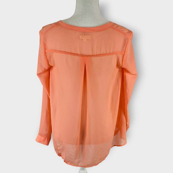 Silence + Noise Urban Outfitters Sheer Button Down Blouse Long Sleeve Peach XS - Picture 4 of 10